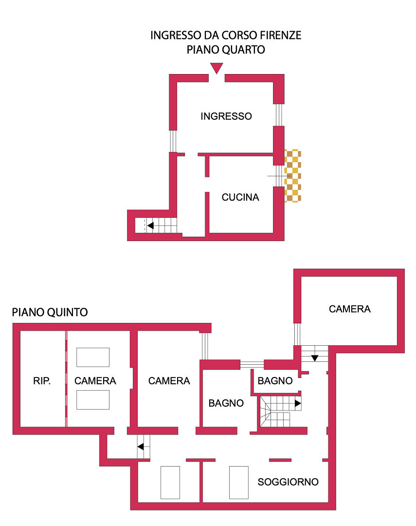 Immobiliare Del Guasta CARBONARA (ACCESSO ANCHE DA CORSO FIRENZE) MQ. 180 ULTIMO PIANO BILIVELLO 